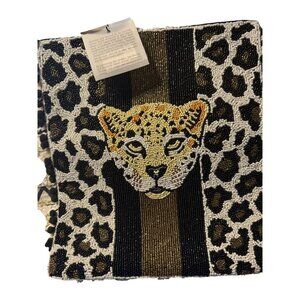 America & Beyond Beaded Leopard Tote Bag With Tribal Flair